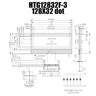 128X32 사실적 COG LCD ST7565R | FSTN +는 회색 Backlight/HTG12832F-3으로 디스플레이합니다